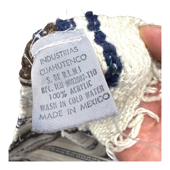 Mexican Artisan Striped Blanket Handwoven Wool Throw Soft Textural Serape Large - Picture 2 of 6